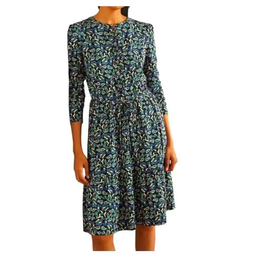 Boden Nancy Jersey Tiered Dress in Floral Paisley Sz 16/18R